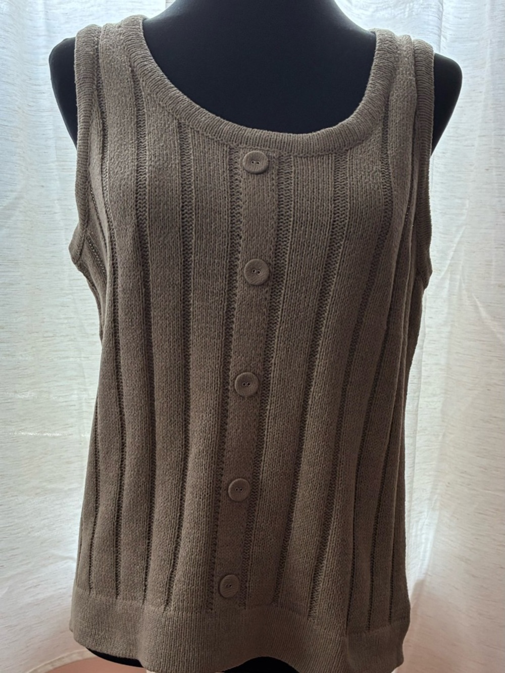 Hem & Thread Ribbed Knit Tank in Taupe - SIZE L